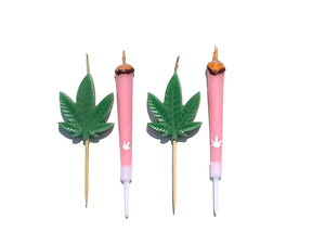 420 Novelty Joint and Pot Leaf Adult Cake Candles