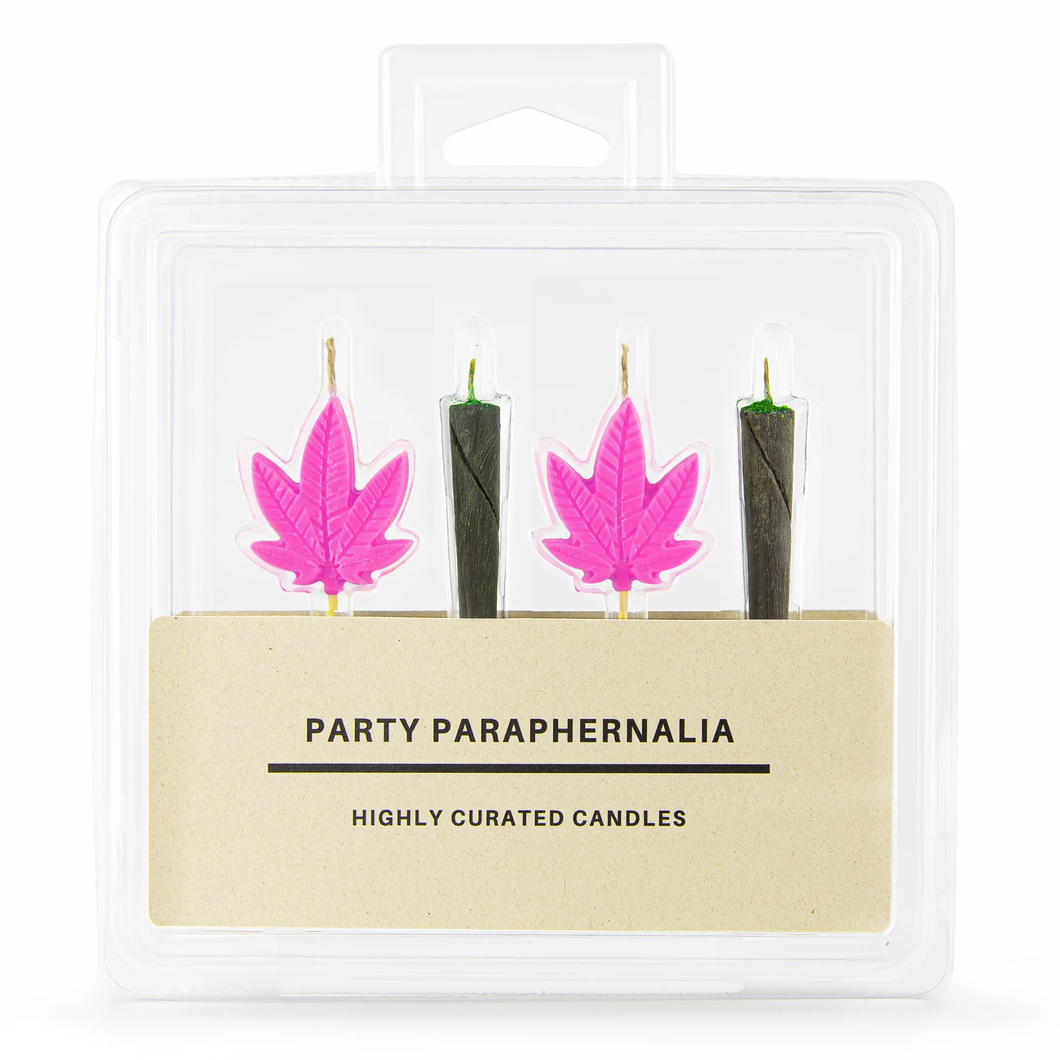 420 Novelty Blunt and Pink Hemp Leaf Cake Topper Candles
