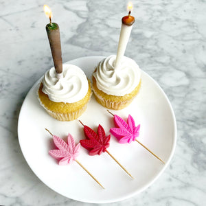 420 Novelty Joint and Pink Weed Leaf Adult Cake Candles