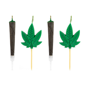 420 Novelty Blunt and Cannabis Leaf Cake Candles