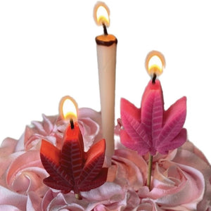 420 Novelty Joint and Pink Weed Leaf Adult Cake Candles